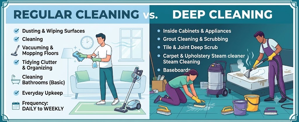 regular vs deep cleaning